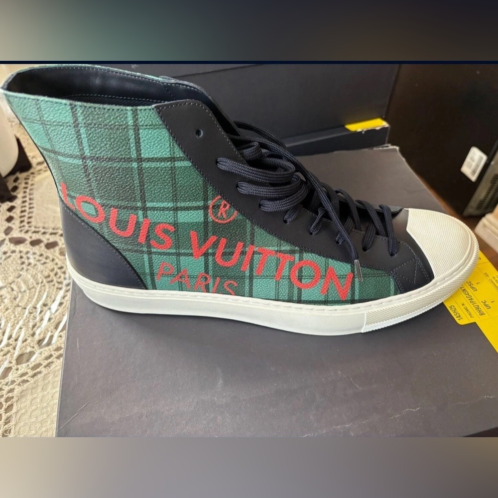 Louis Vuitton Tattoo Sneaker Boot Damier Tartan Green